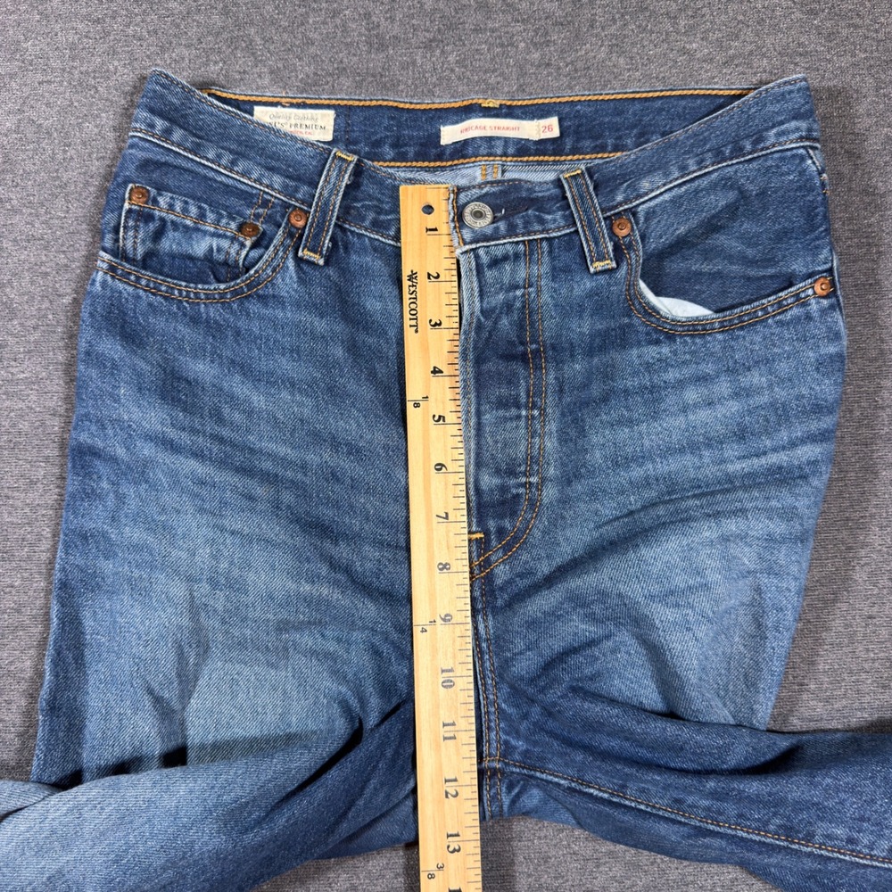 Levi's Ribcage Straight Jeans Women 26 Blue High Rise Button Fly Denim Pants - Picture 7 of 10